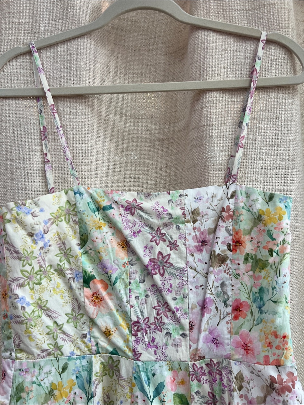 Mixed Floral Midi Dress Spaghetti Strap Pastel Print Medium - Picture 7 of 14